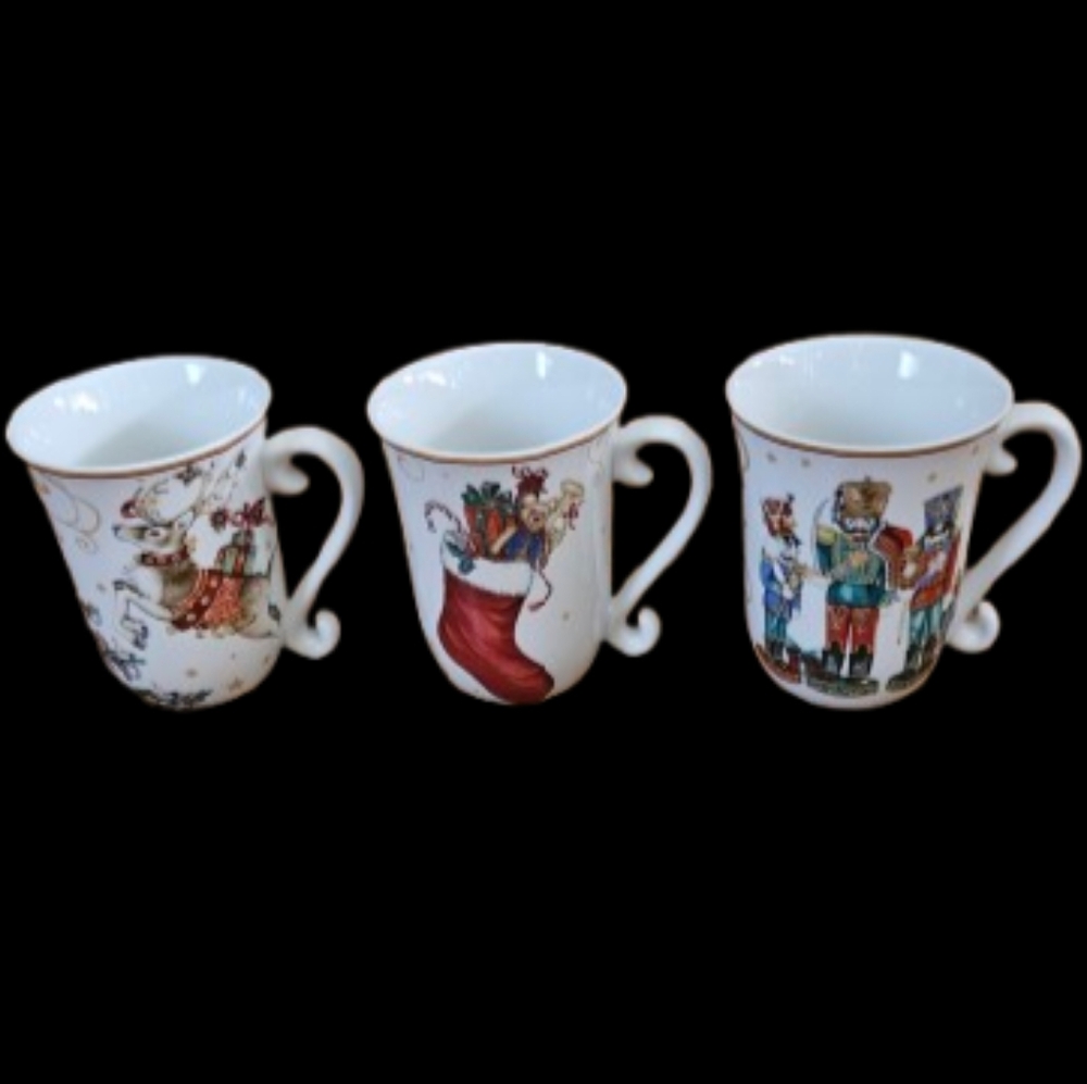 *Williams-Sonoma Twas the Night Before Christmas collection Mugs Set of 3